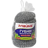 Губки (мочалки) металл., сетчатые, 6х15г, КОМПЛЕКТ 6 шт., LAIMA