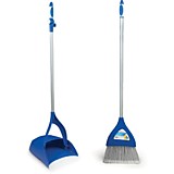 Совок для мусора + щетка, складной, металл. рукоятки 66см, резин. кромка, синий ЛАЙМА